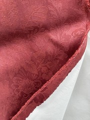VTG Vinyl Backed Upholstery Fabric MCM Burgundy Red French Damask Jacobean 9 Yd