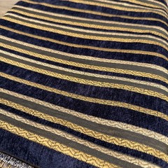 Heavy Jacquard Upholstery Fabric Striped Navy/Gold/Cream 60”x35”