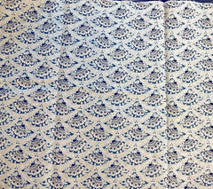 VTG Victorian Fans with Floral Design in Blue Black & Gray 41″x10″ Remnant