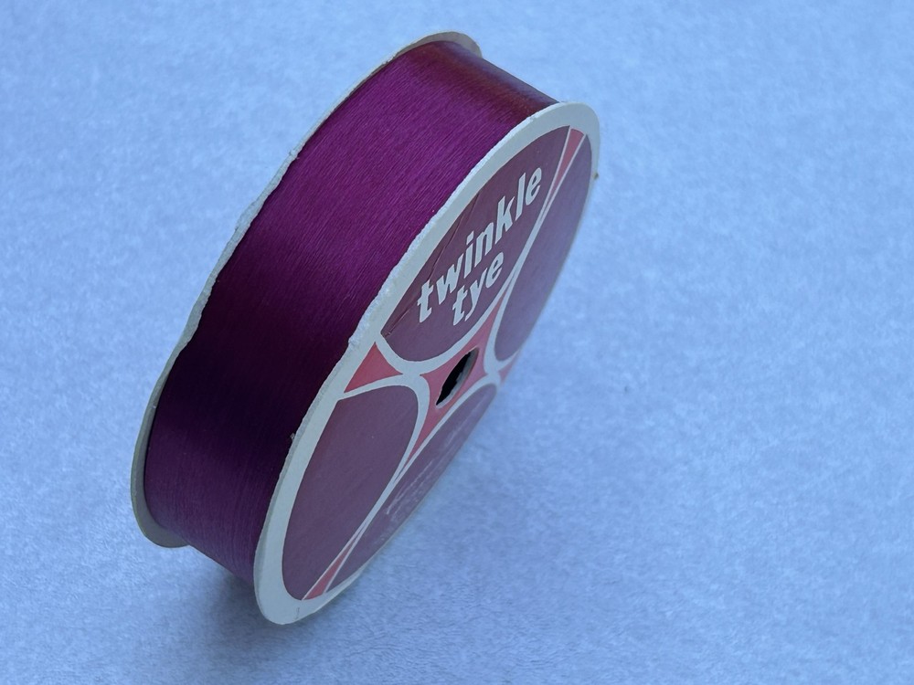 Vintage American Greetings Twinkle Tye Ribbon Spool Burgundy Red Satin Made in