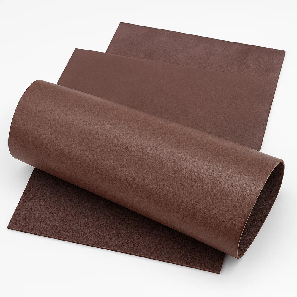 Nubuck cowhide and cowhide nappa 1.0-1.5 mm matte brown