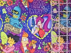 100% Cotton Woven Novelty Fabric Futurama Tv Show By The 1/4 Yard 9×56
