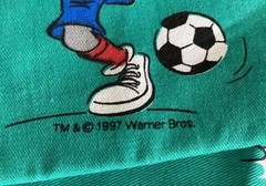 Vtg Warner Brothers Soccer Taz Bugs Looney Tunes Fabric 7 Pieces Blue & Green