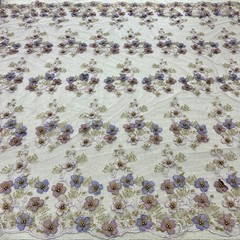 3D Floral Lace Fabric – Luxury Embroidered Bridal Mesh Material VT-36 by Yard