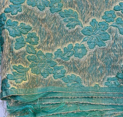 Vtg. Turquoise Blue with Gold Mesh Silk Fabric/Material