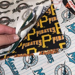 Baseball MLB Fabric (25+) Pc 12×12” (15) pc 33”x12” quilt curtains blanket