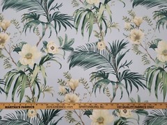Covington ISABELLA SKY Blue Green White Tropical Flower Print Drapery Uph Fabric