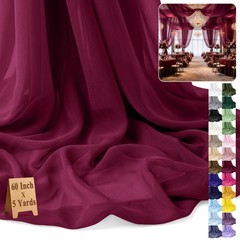 Soft Sheer Chiffon Fabric By The Yard 60″x5 Yards Wedding Arch Burgundy