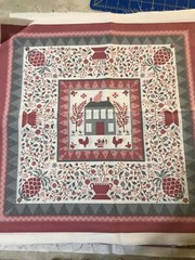 F-2022 504 (11) Fabric Panels-Country House,Florals-17.75×17″ pink, mauve, grey