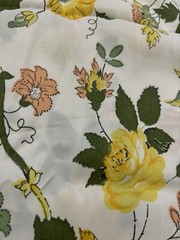 Vintage 70s Groovy Earth Floral Hippie Flowers Sheer Fabric Loomskill Inc 80”x44