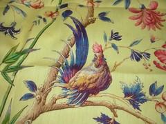 5 YDS~P KAUFMANN ROOSTER BELLE VIE ANIMAL LINEN DRAPERY FABRIC FOR LESS SPAIN