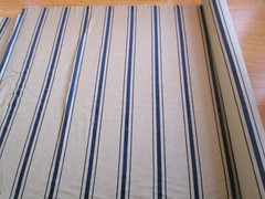 Tan Indigo KRAVET Organic stripe heavy upholstery Fabric BTyd Chenille Linen
