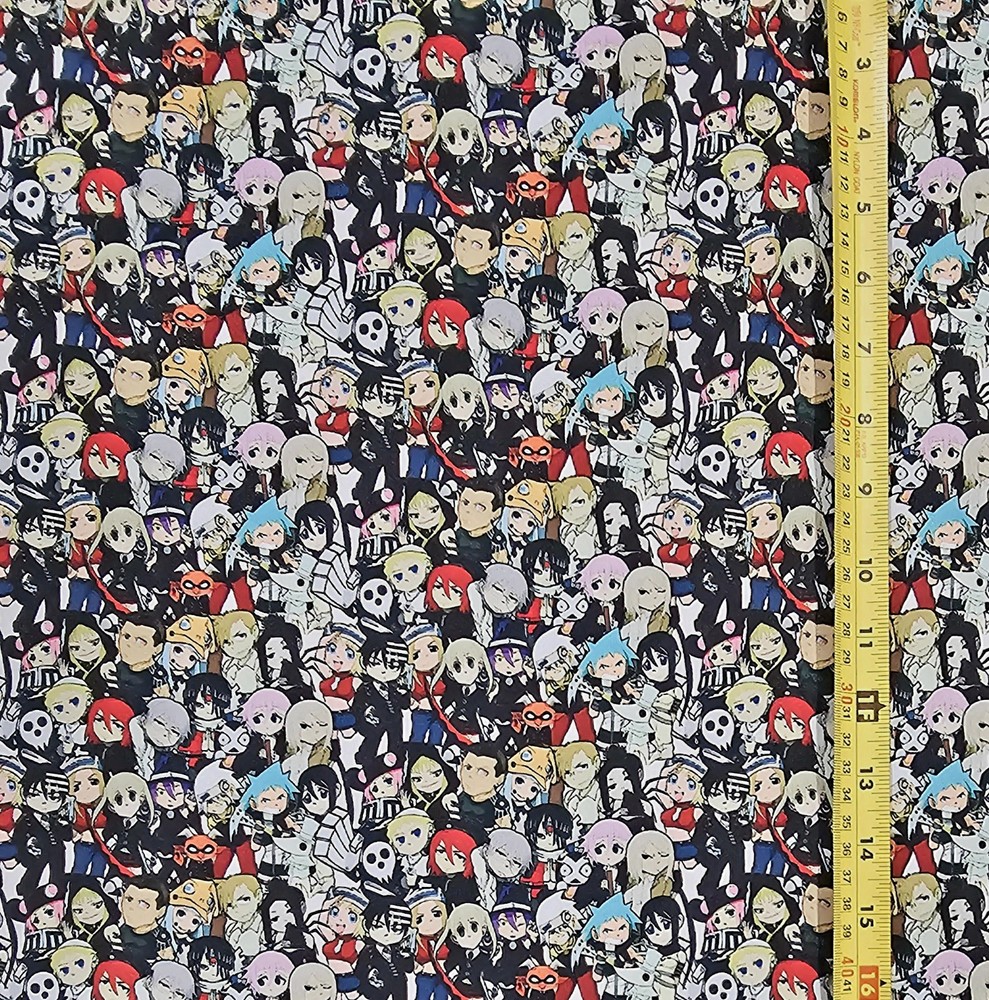 SOUL EATER CHIBI COLLAGE ANIME 1 YARD FABRIC ( 36″ X 58″ ) BRAND NEW