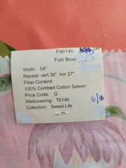 THIBAUT Orange SWEET LIFE FISH BOWL Pattern 25″ Square Cotton Sateen Fabric
