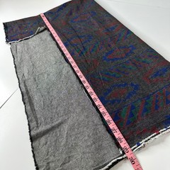 Southwestern Geometric Fabric Remnant 58×32 Gray Red Blue Green Aztec Cut READ