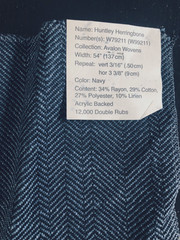 THIBAUT Huntley Herringbone in Navy 17 x 17 1/4″ Woven Fabric Sample