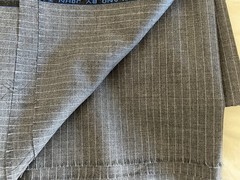 NEW ENGLAND MADE John Taylor 3.1M 3.4YD 100 Wool Suiting Fabric Med Grey Stripes
