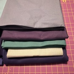 Set Of 10 Cotton Quilt Fabric Fat Quarters Blue Green Solid Modern Teal