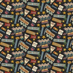 Travel Fabric | Adventure Awaits Retro Hotel Diner Sign Toss Black | Blank YARD
