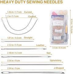 Upholstery Repair Kit, Bonded Round Waxed Thread Set with Heavy Duty Sewing Need