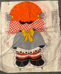 New Vintage Gingham Girl Fabric Panel Pillow/ Doll to Cut, Sew And Stuff