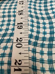 Fabric Lot 2 Yards 26 Inches 42 W Wavy Checks Stripes Turquoise Aqua White