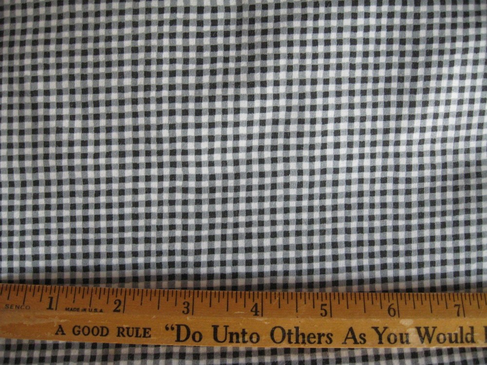 Black White Gingham Check Wavy The Kesslers for Concord Fabrics Cotton 44″W BTY