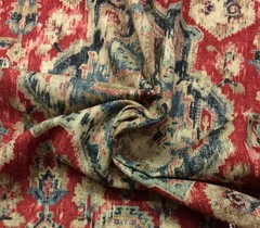 COVINGTON MASSIMO MOROCCAN RED LARGE IKAT MEDALLION LINEN FABRIC BY YARD 55″W