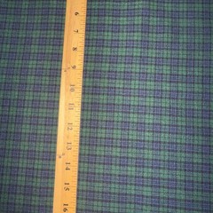 Plaid Double Knit Fabric 2.11 Yards Green Navy Blue Polyester Spandex 44″ Wide