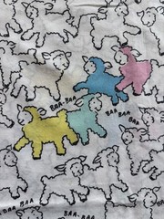 3 yds x 44” Vintage BAA BAA Sheep Lambs Pastels on White Cotton Princess Fabrics