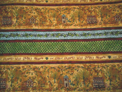 Cotton Fabric By Yard SALE Wild Grape Inn Cabin Scenic Stripe Brown Green Blue C