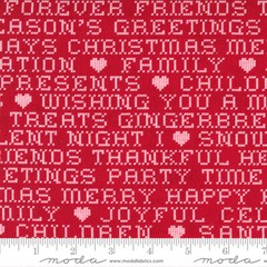 Moda HUSTLE & BUSTLE 30664 16 Red Text BASIC GREY Quilt Fabric Christmas