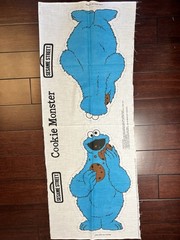 Rare Vintage Sesame Street Cookie Monster Craft Fabric Panel Pillow Toy Doll 20”