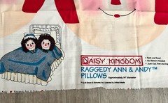 Daisy Kingdom Raggedy Ann Andy Vtg Fabric Pillows Panel 3/4 Yards X 60”