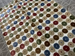 Designer Fabric Remnant Circles Raised Design 20” X 39.5”
