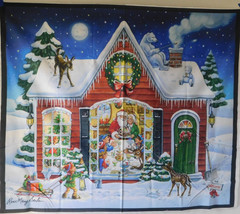 Santa’s House fabric panel 100% cotton by Marshall Dry Goods 1pc