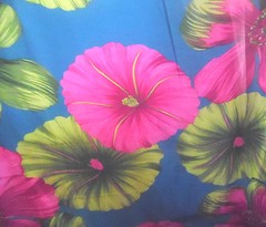 -PINK FUCHSIA BLUE GREEN FLORAL LARGE PETAL CHIFFON SHEER FABRIC BY THE YARD