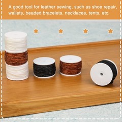 Yizzvb 6 Pack Waxed Thread Leather Sewing Awl Thread, 3 Colors