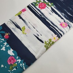 Art Gallery Fabric Floral Navy Fuchsia Cotton Sew Quilt Craft ONE YARD