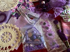 PURPLE Slow Stitch Junk Journal Kit Craft Sewing Crochet Fabric Lace + More P1