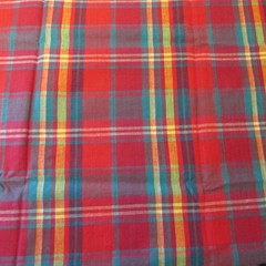 Cotton Fabric Plaid Block Square Stripe Red Green Yellow 2 1″ x 44