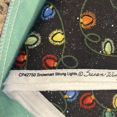 4.5 Yds + Extras Snowman Strung Lights Christmas Fabric Material Susan Winget