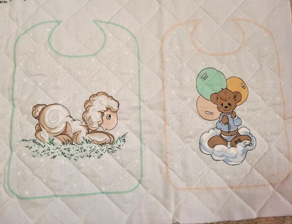 Spectrix Precious Moments 2 Bibs Panel Cut & Sew Lamb & Bear w/ Balloons