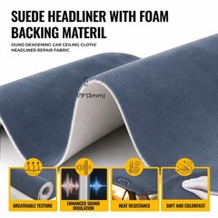 Headliner Fabric 108″ L x 60″ W Foam Backing for Car Truck RV SUV Boat Dark Blue