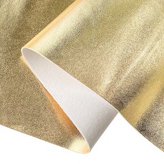 ONEART | Metallic Gold Soft Faux Leather Fabric, 0.9 mm Lambskin Synthetic Pl…