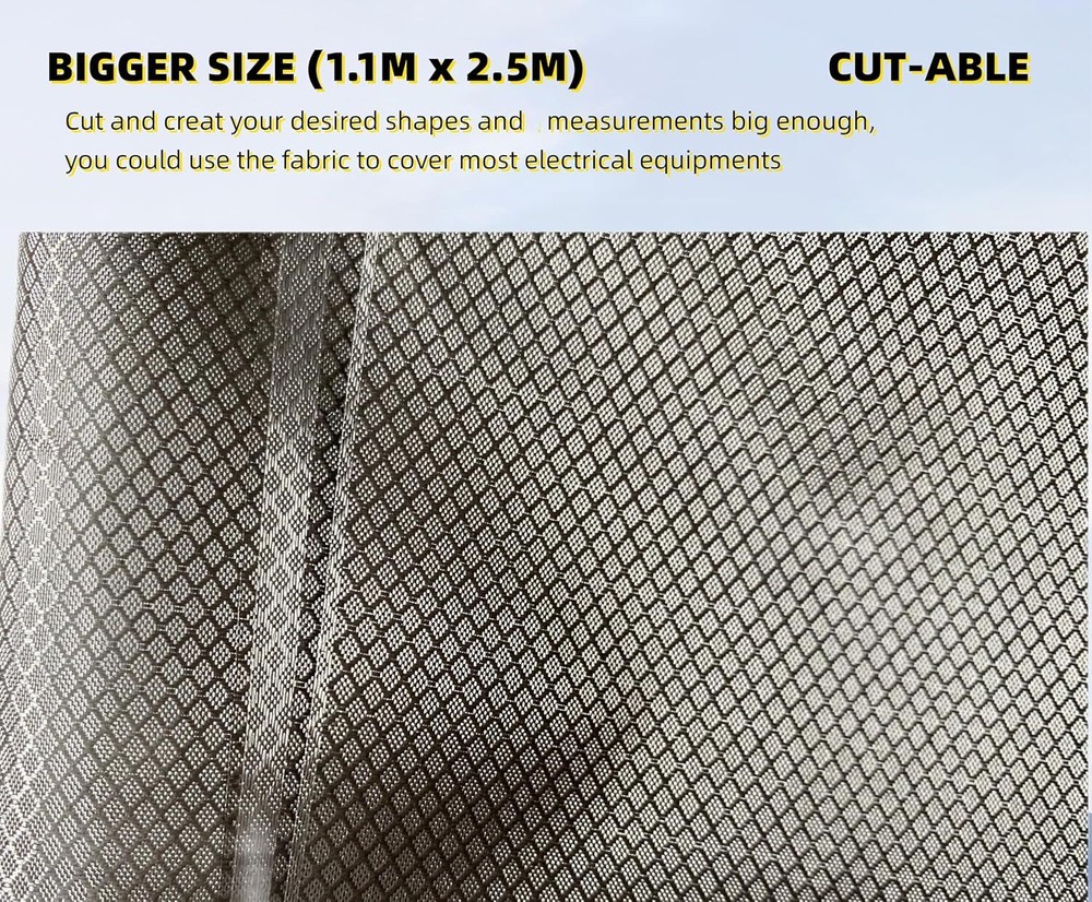 Faraday Fabric 43” x 98” Emf Protection Fabric, Military Grade RFID Shielding