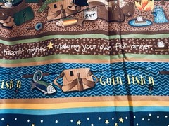Goin’ Fishing Cotton Fabric Bear Camping 3 1/3 Yards By Possibilities For Avlyn