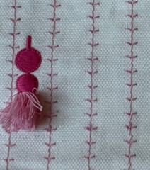 CLARKE & CLARKE CURTAIN FABRIC DESIGN Tassel Pink 2.7 METRES EMBROIDERED
