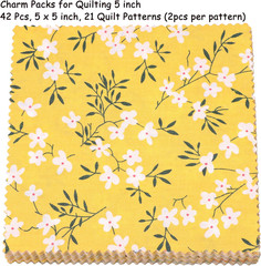 Charm Packs for Quilting 5 Inch, Pre-Cuts Cotton Fabric Squares 5X5, 42 5-Inch C