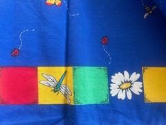 2.33Y Fabric Traditions 1996 Picket Fence Butterfly Ladybug Daisy Bee #2565 VTG